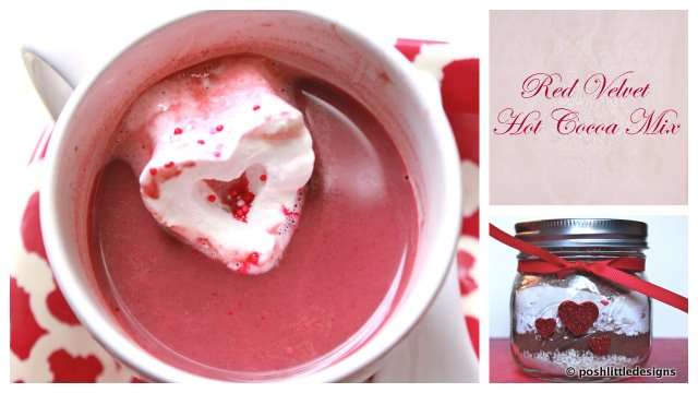 an easy diy recipe for red velvet hot cocoa mix that tastes just like red velvet cake