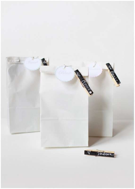Chalkboard clothespins - favor bags