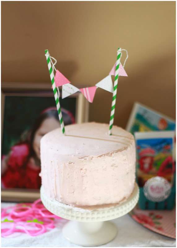 Homemade birthday cake and bunting