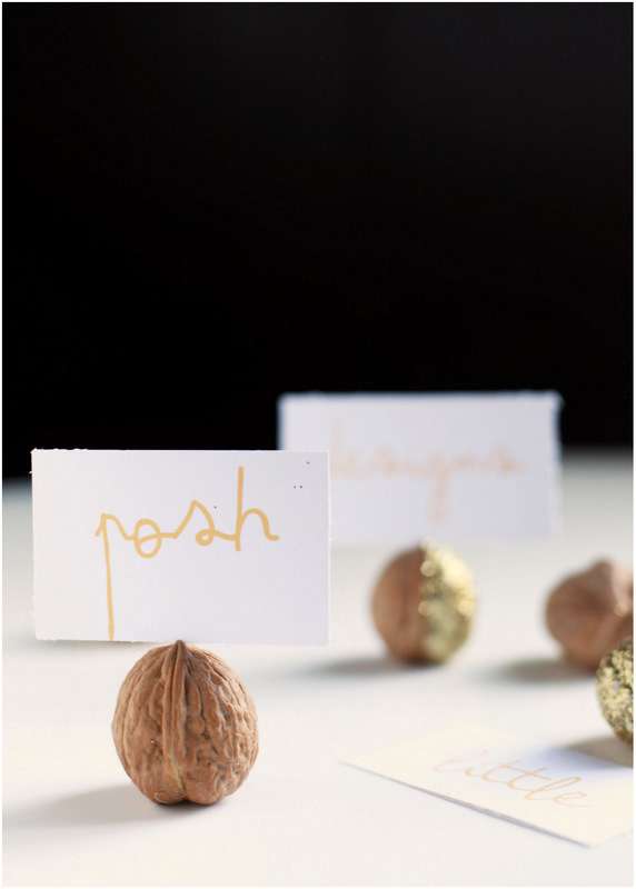 Glittered Walnut Place Card Holders