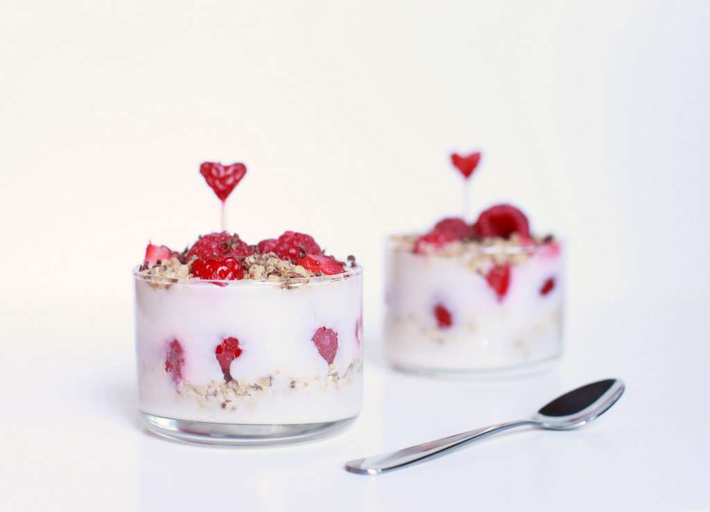 Valentine's fruit and yogurt parfaits- vegan with fresh berries-Vegan | Posh Little Designs