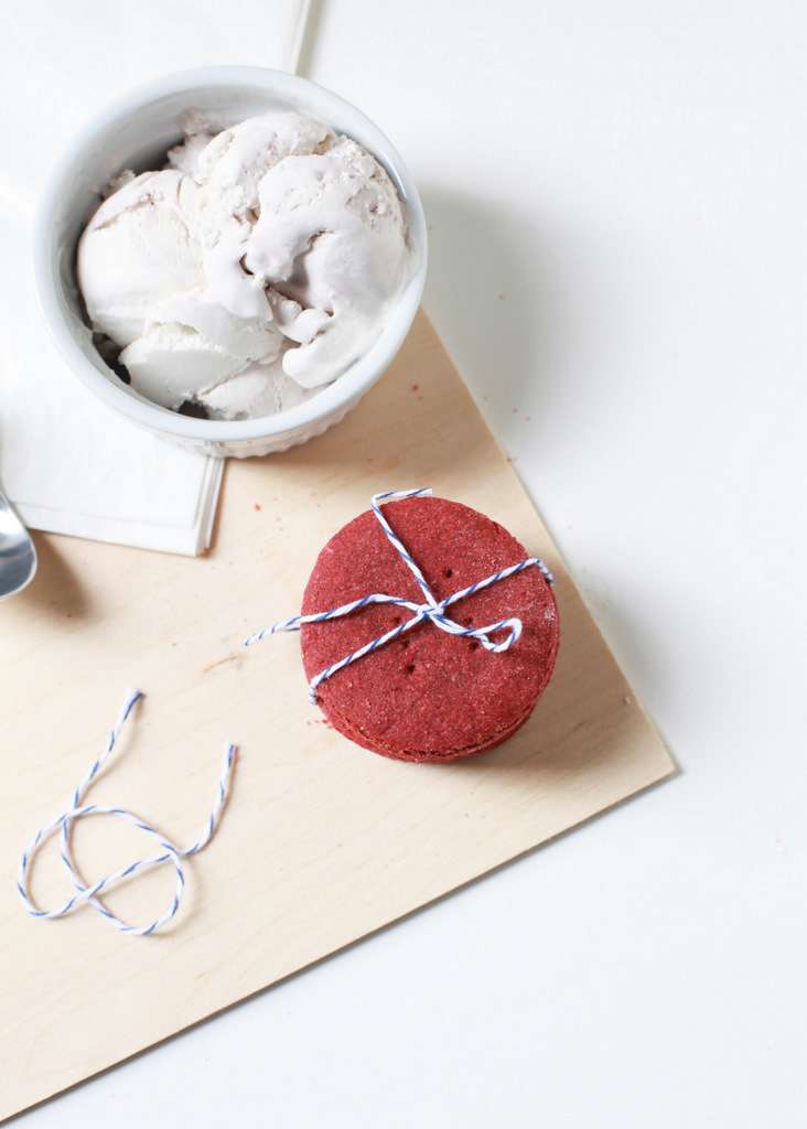 A summer recipe for red velvet ice cream sandwiches made with dairy free ice cream