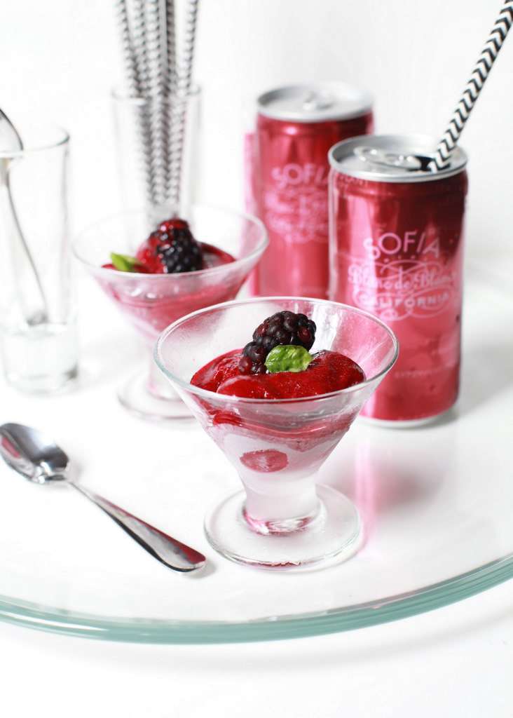 vegan recipe for sparkling blackberry and basil sorbet