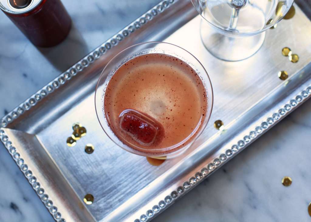 frozen berries and champagne
