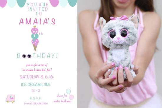 Custom Party Invite | Beanie Boo Ice Cream | Posh Little Designs