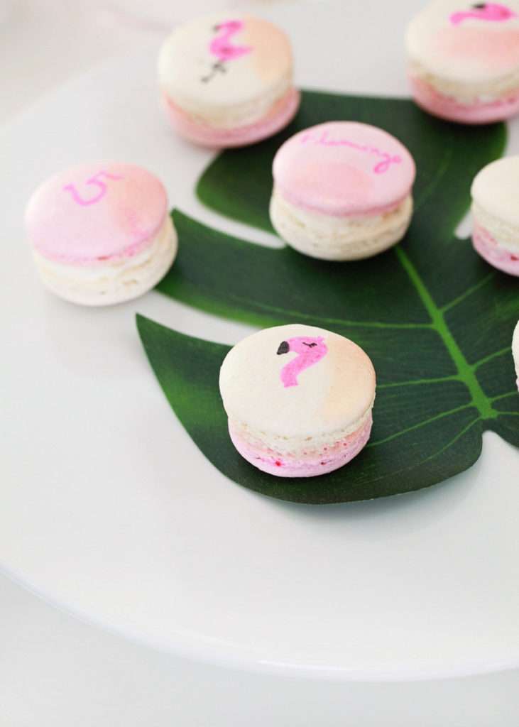 flamingo party macarons