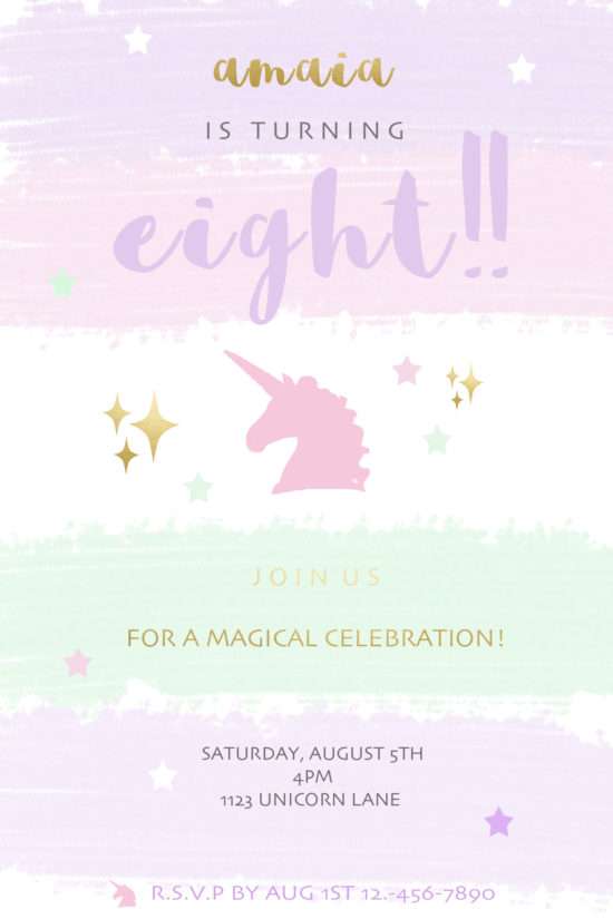 Kids invites unicorn