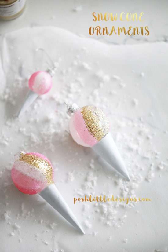 snow cone, ornaments, christmas, diy