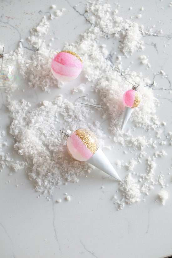 snow cone, ornaments, christmas, diy