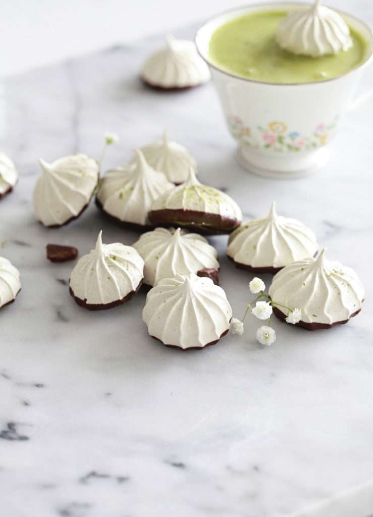 meringue cookies, dairy free, matcha, gluten free