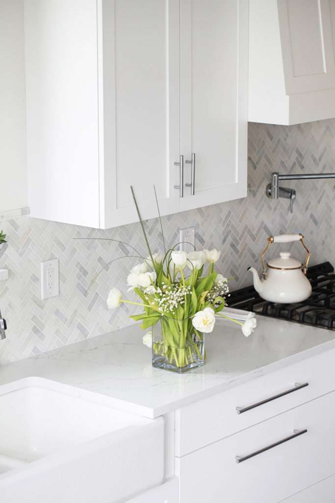 White Kitchen, Home Decor, Contemporary, Herringbone, Marble