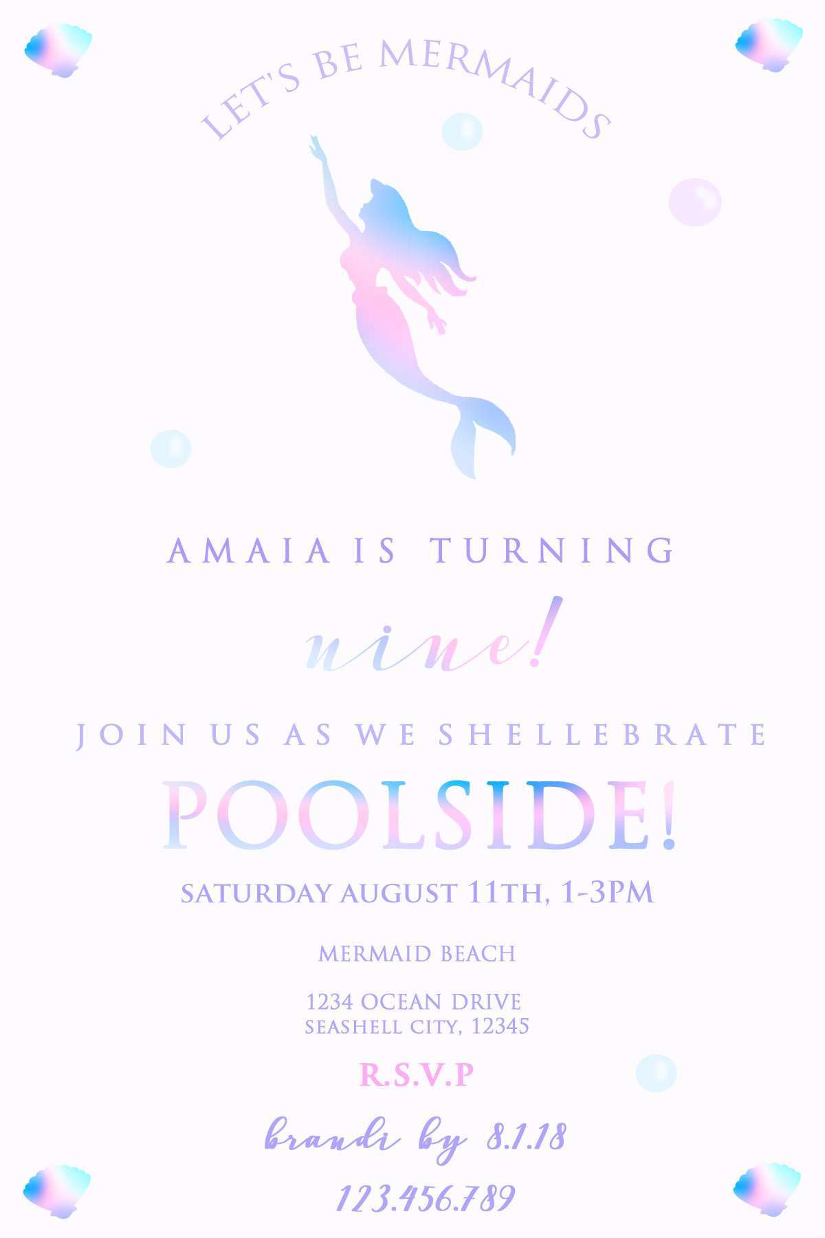 Mermaid Party Invites | Posh Little Designs Mermaid-kids-party-invitations-birthday