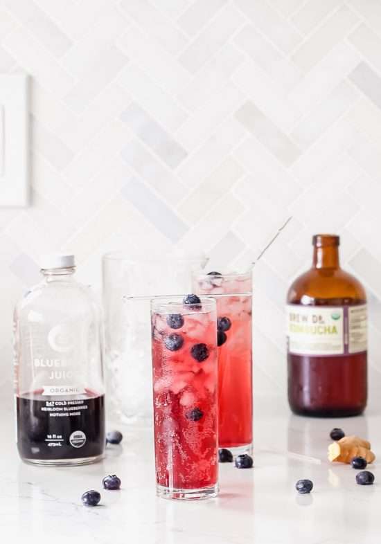 Blueberry Ginger Kombucha Cocktails | Posh Little Designs