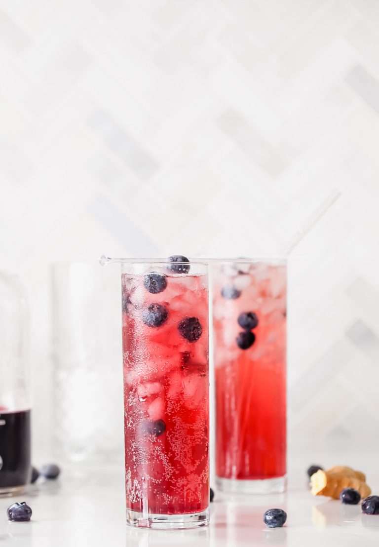 Blueberry Ginger Kombucha Cocktails | Posh Little Designs