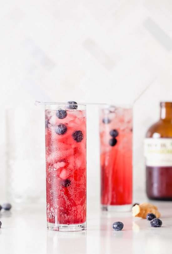 Blueberry Ginger Kombucha Cocktails | Posh Little Designs