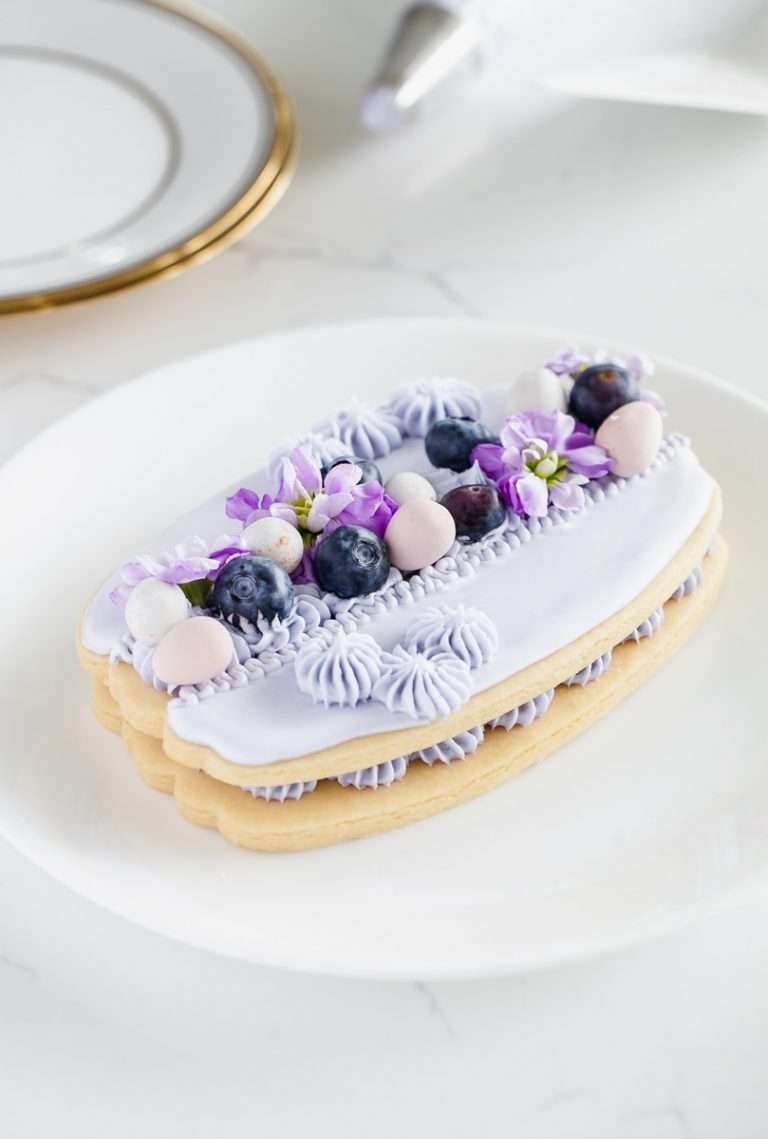Easy Macaron Sugar Cookie Cake-Cream Tart-Blueberry