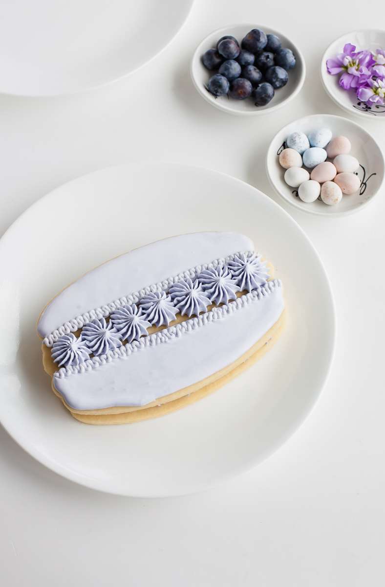 Easy Macaron Sugar Cookie Cake-Cream Tart-Blueberry