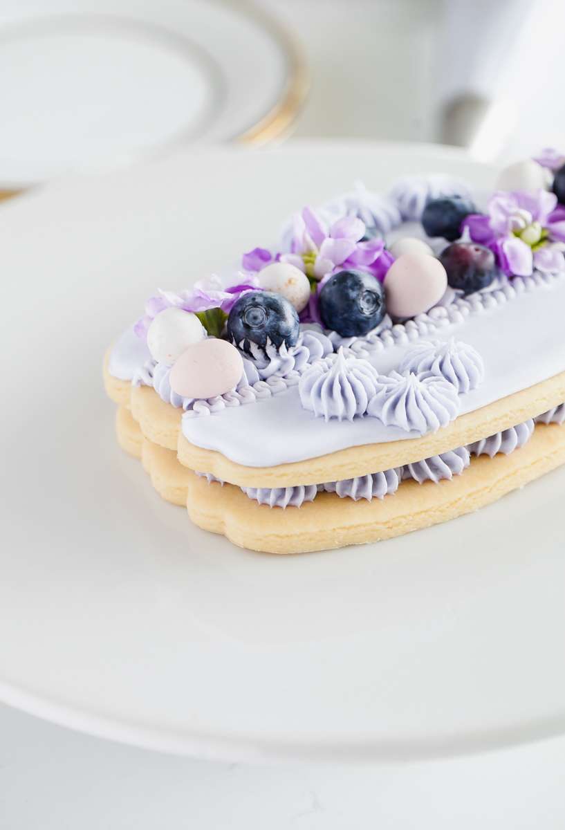 Easy Macaron Sugar Cookie Cake-Cream Tart-Blueberry