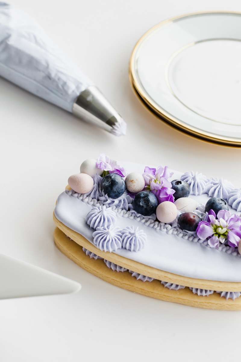 Easy Macaron Sugar Cookie Cake-Cream Tart-Blueberry