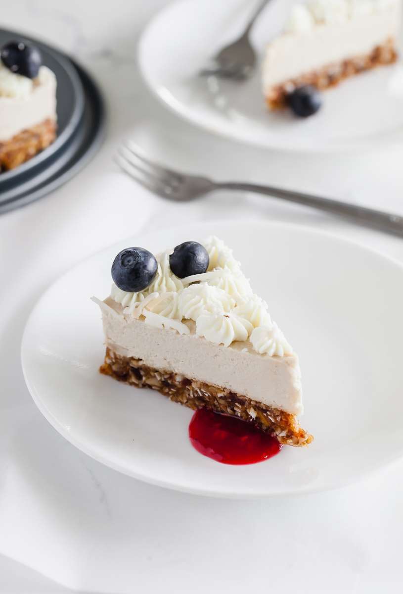 Raw Vegan Coconut Blueberry Cake - Gluten Free - Desserts - Summer - No Bake