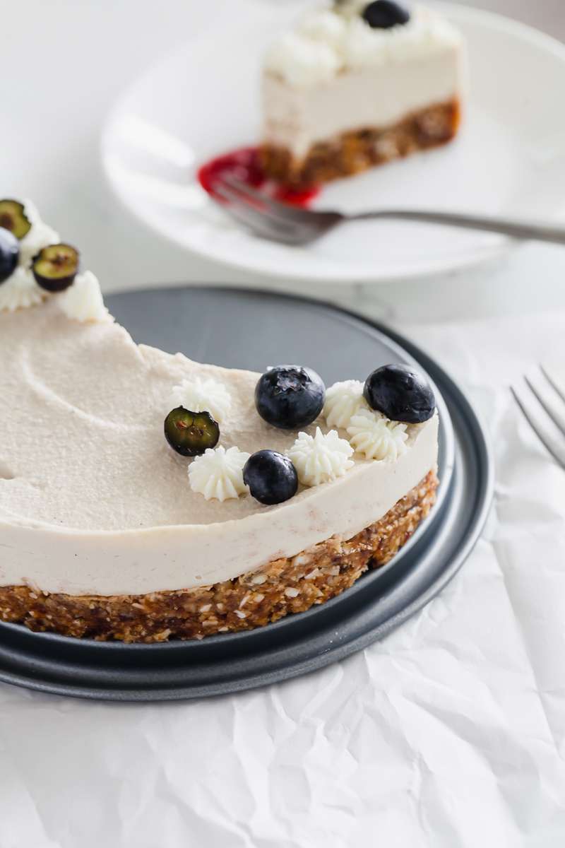 Raw Vegan Coconut Blueberry Cake - Gluten Free - Desserts - Summer - No Bake