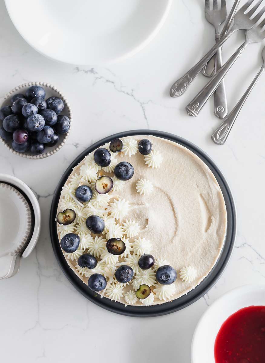 Raw Vegan Coconut Blueberry Cake - Gluten Free - Desserts - Summer - No Bake