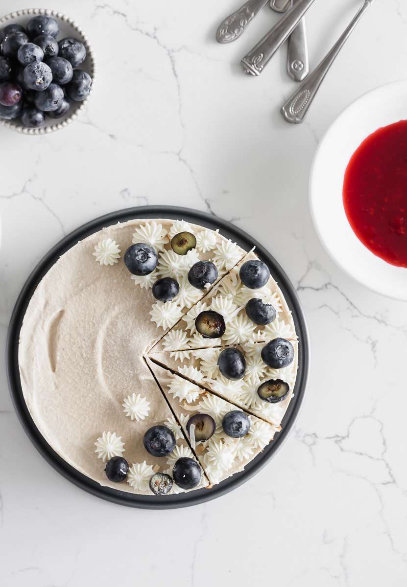 Raw Vegan Coconut Blueberry Cake - Gluten Free - Desserts - Summer - No Bake