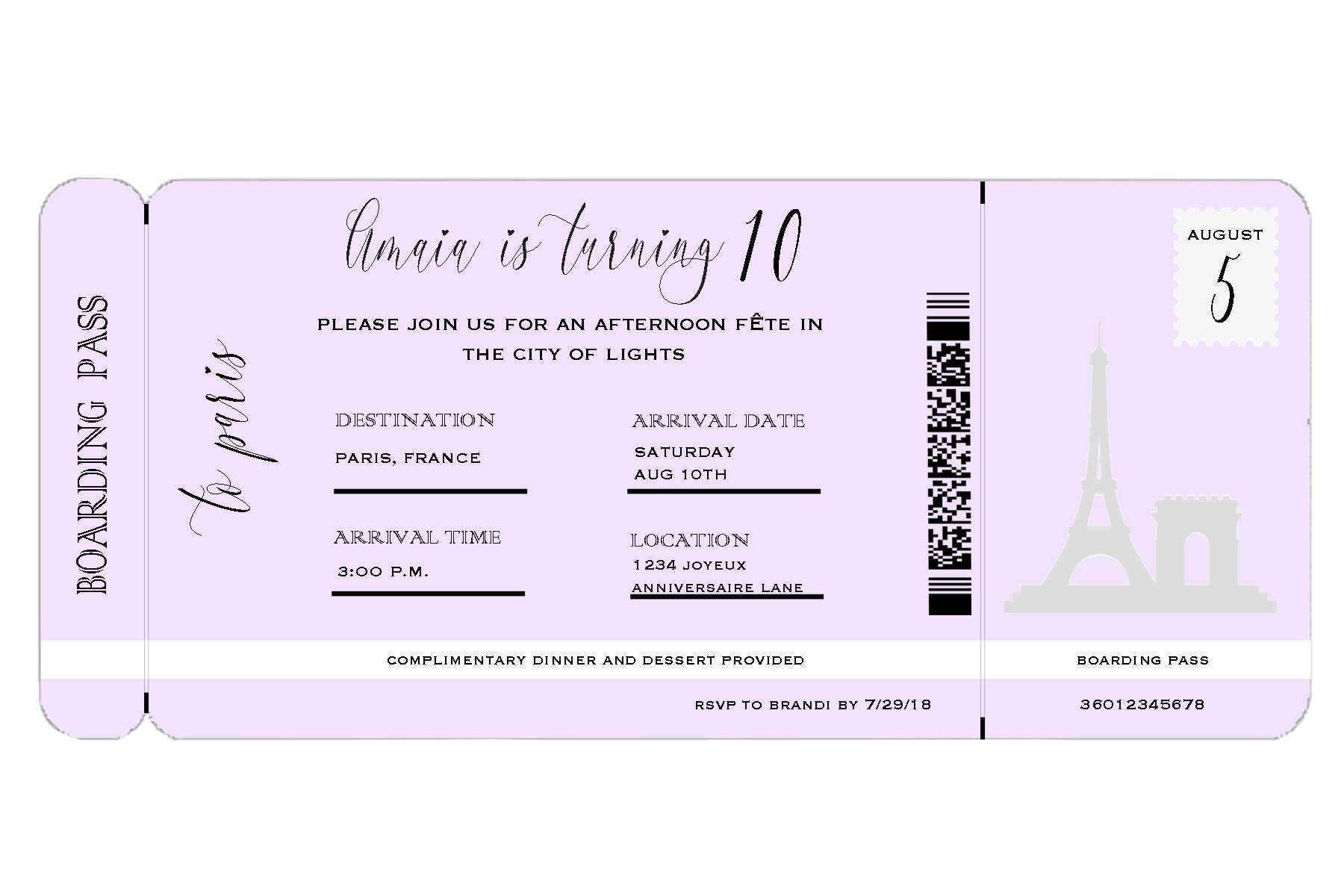 how to throw a parisian party-boarding-pass-invite-childrens-birthday