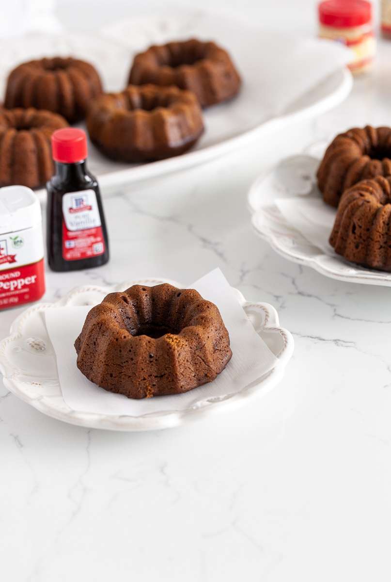 An easy recipe for Gingerbread Bundt Cakes with vanilla glaze for the holiday season