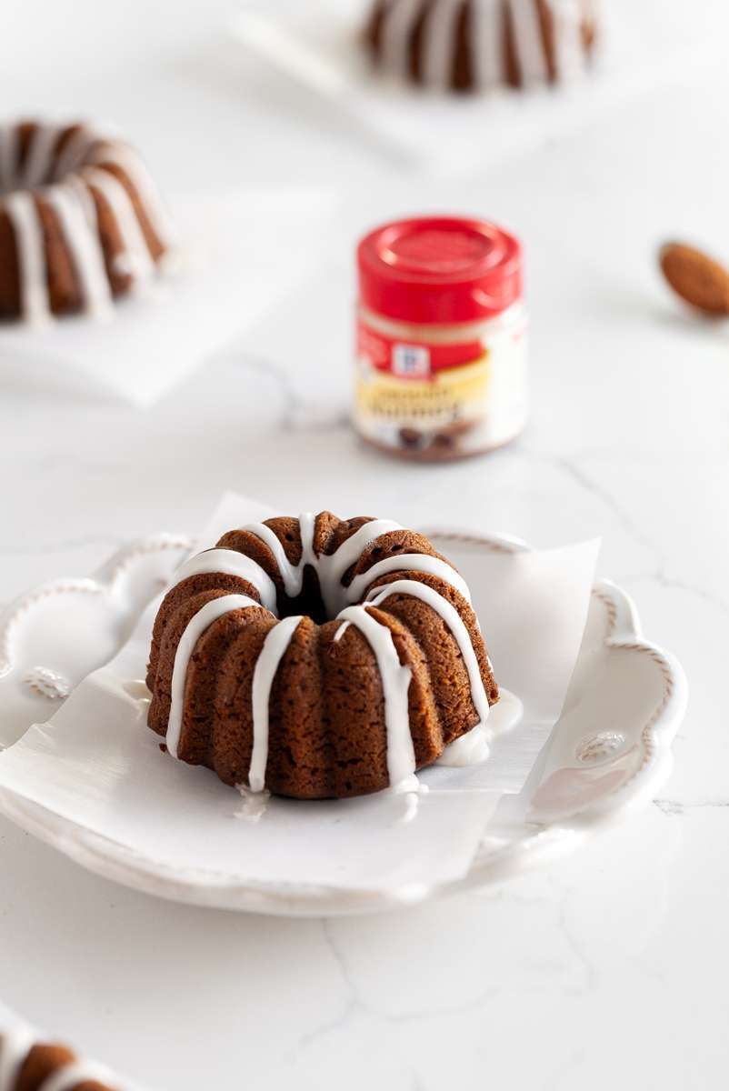 An easy recipe for Spiced Gingerbread Bundt Cakes with vanilla glaze for the holiday season