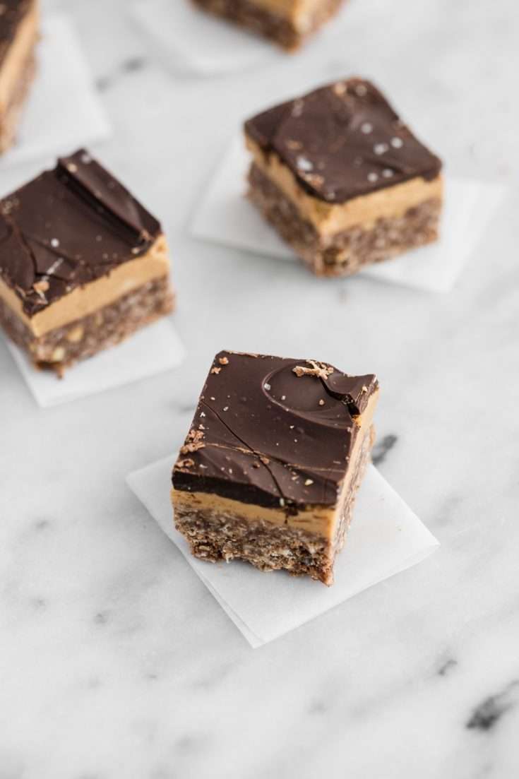 The best Vegan Chocolate Peanut Butter No Bake Bars - Posh Little Designs