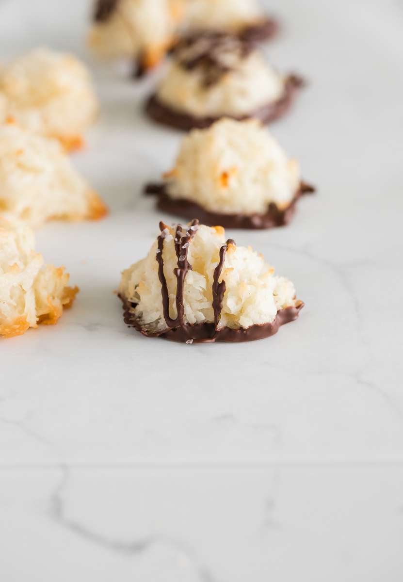 an easy recipe for coconut macaroons, gluten and dairy free with only 6 pantry ingredients needed. 