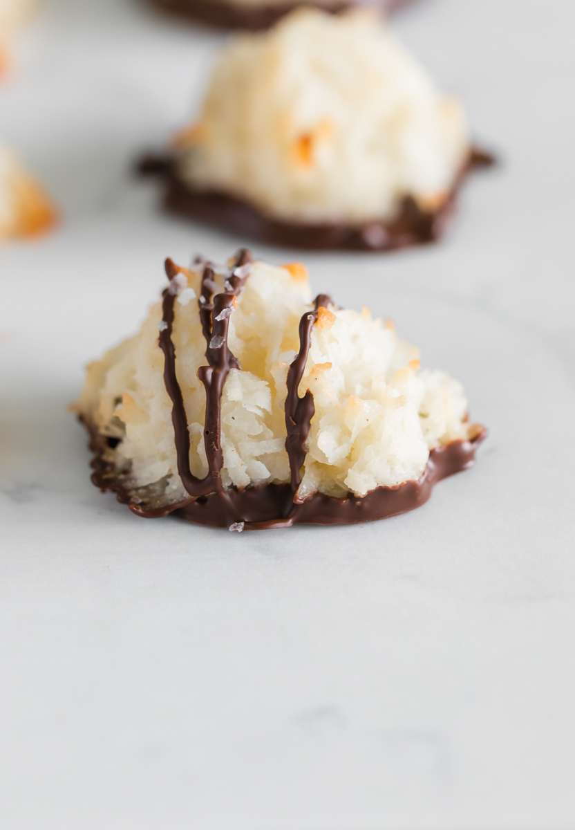 an easy recipe for coconut macaroons, gluten and dairy free with only 6 pantry ingredients needed. 