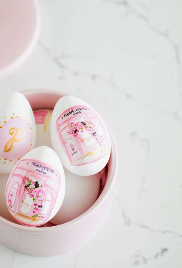 Peggy Porschen DIY Painted Easter Eggs - Posh Little Designs DIY Peggy Porschen and painted Easter Eggs, decorated with acrylic paint in shades of pink. Inspired by the Iconic London Bakery.