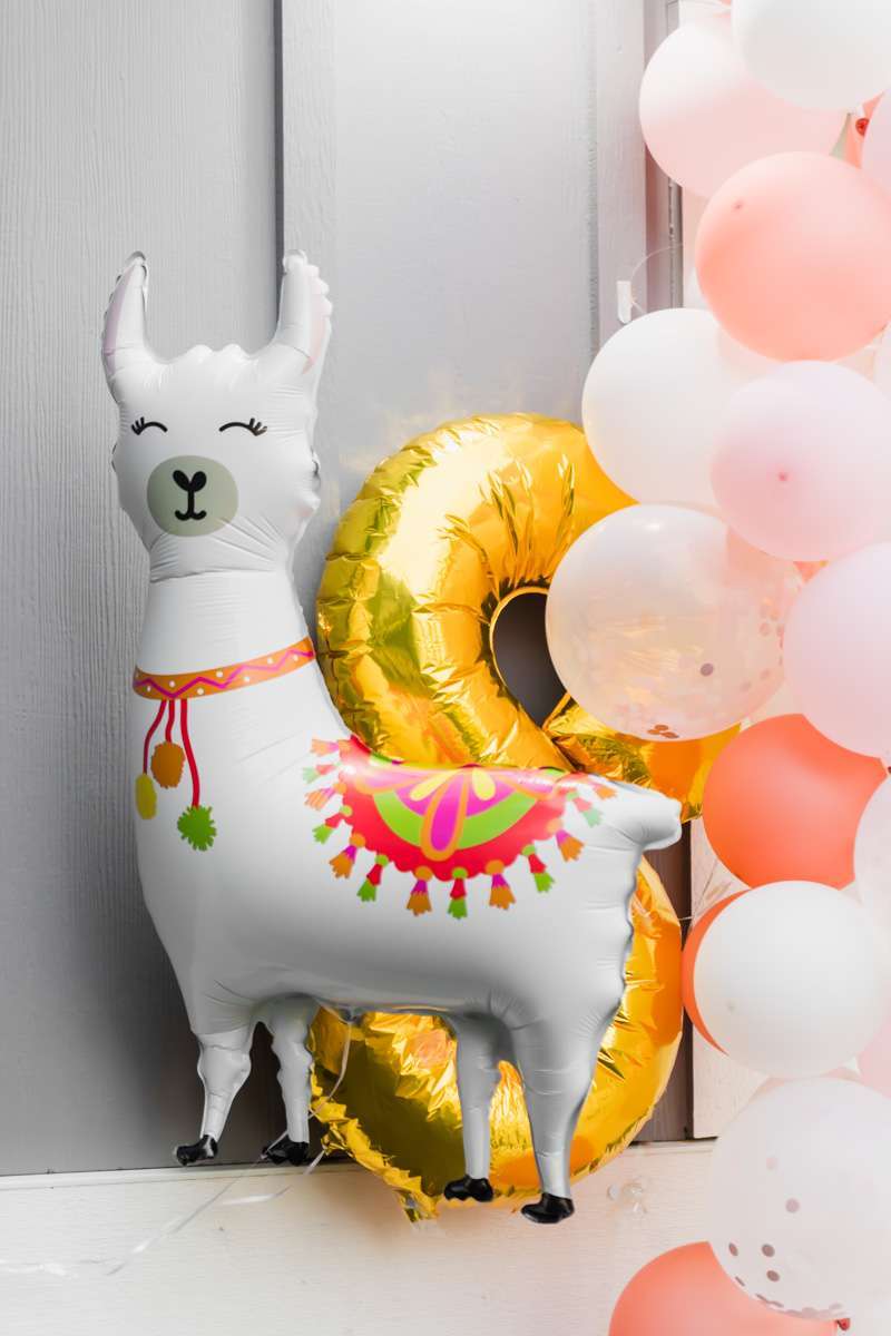Llama 8th birthday balloons