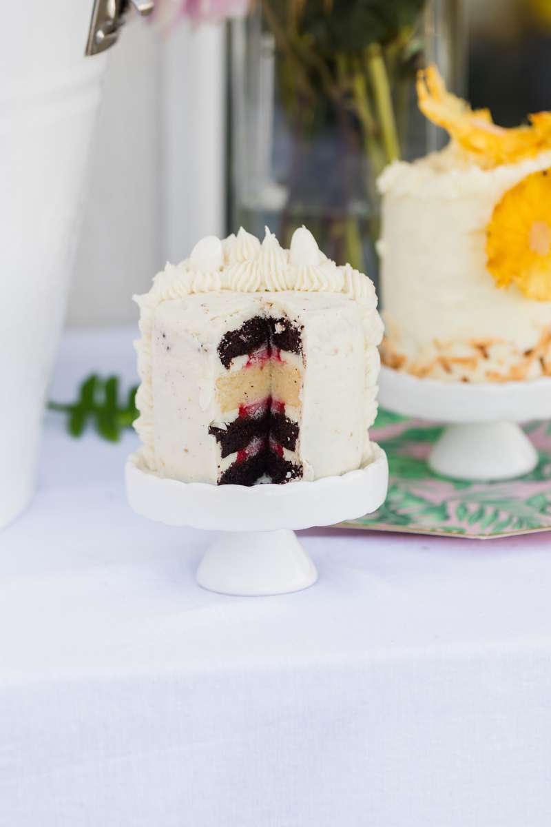 miniature llama birthday cake with vanilla frosting