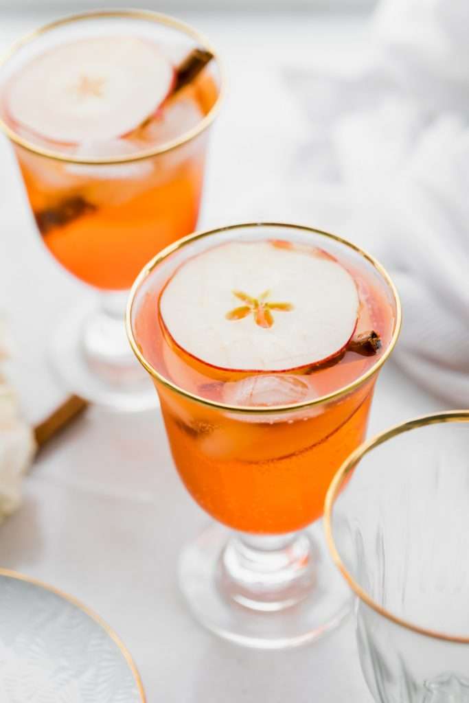 A mix of hard apple cider, Aperol and club soda garnished with cinnamon sticks and thinly sliced apple rounds, make up this light and refreshing twist on the classic Aperol Spritz. The perfect fall and autumn cocktail with warm spices. 