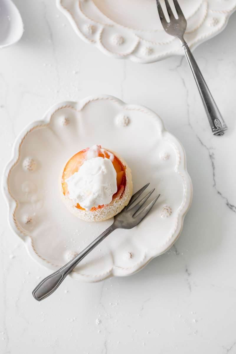 a dairy and gluten free recipe for plumcot upside down cakes with coconut whip-easy - fall desserts - baking