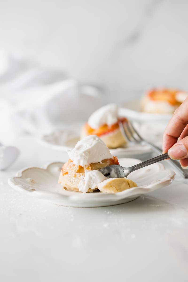 a dairy and gluten free recipe for plumcot upside down cakes with coconut whip-easy - fall desserts - baking