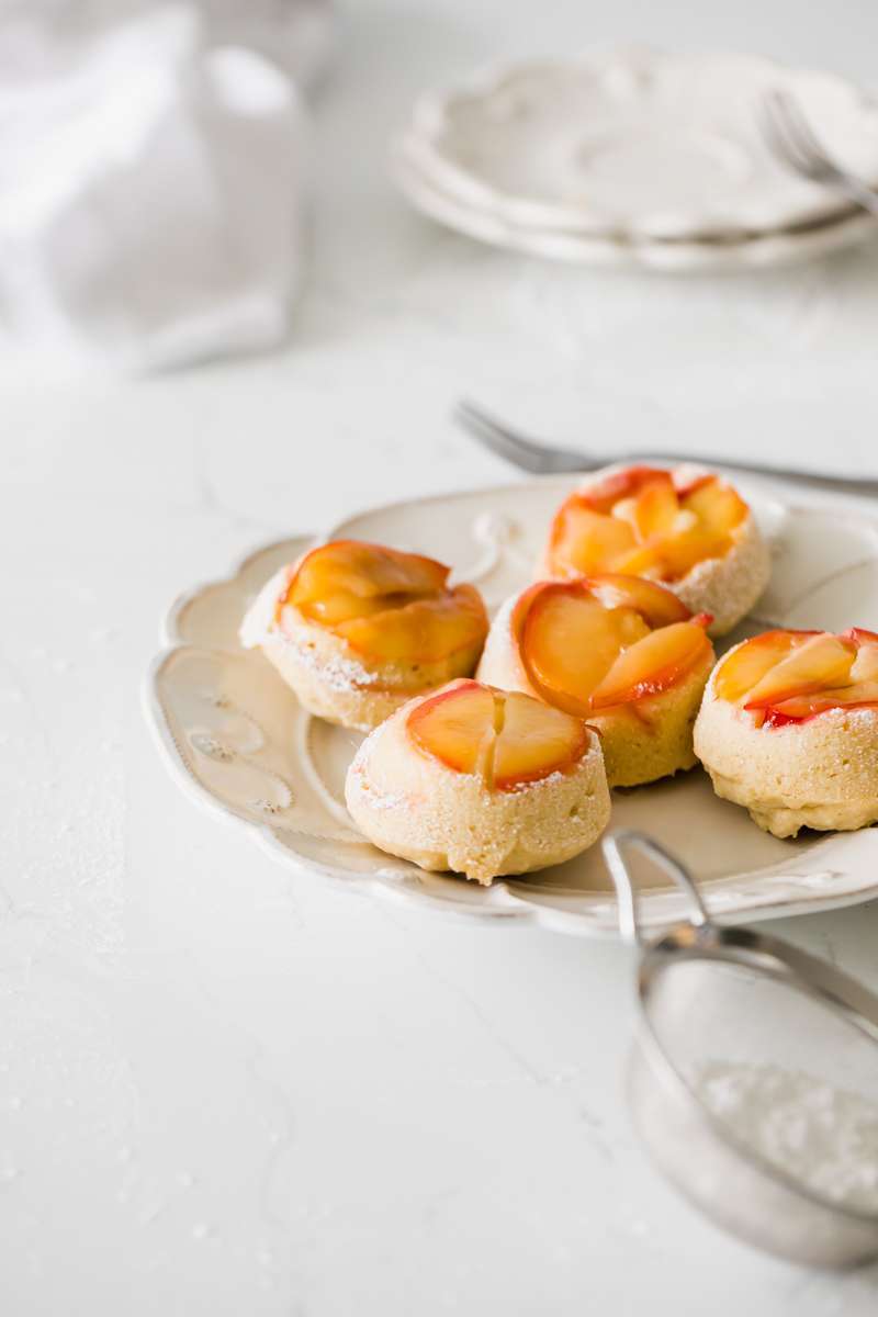 a dairy and gluten free recipe for plumcot upside down cakes with coconut whip-easy - fall desserts - baking