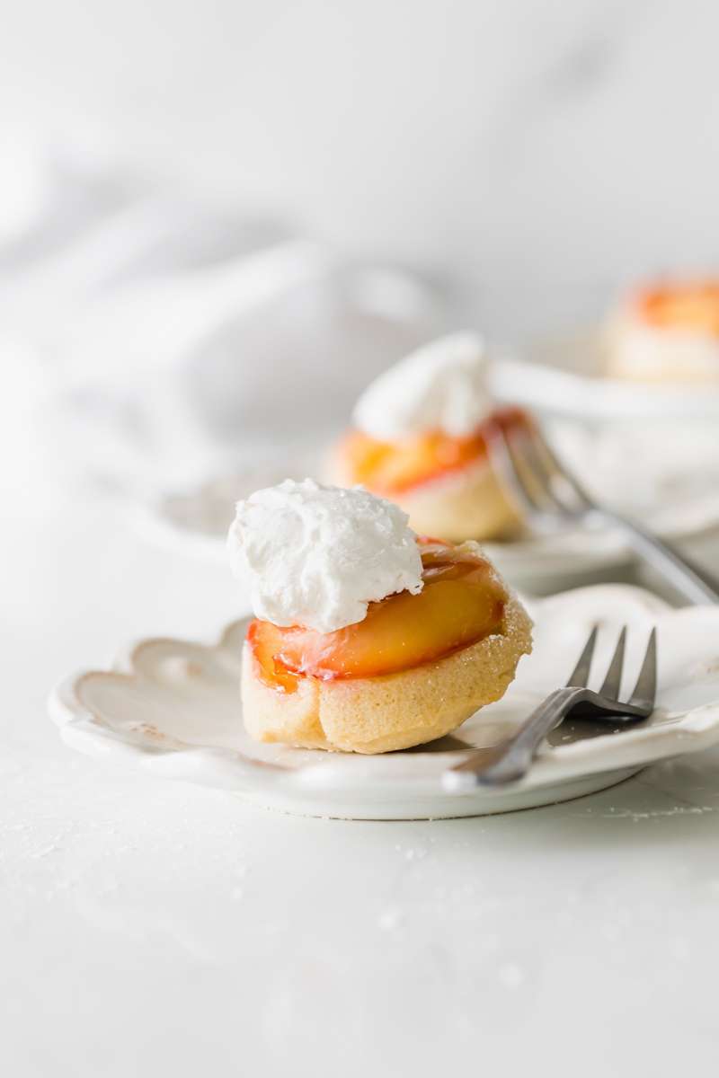 a dairy and gluten free recipe for plumcot upside down cakes with coconut whip-easy - fall desserts - baking