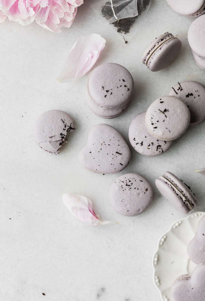 earl grey French macarons - food photography
