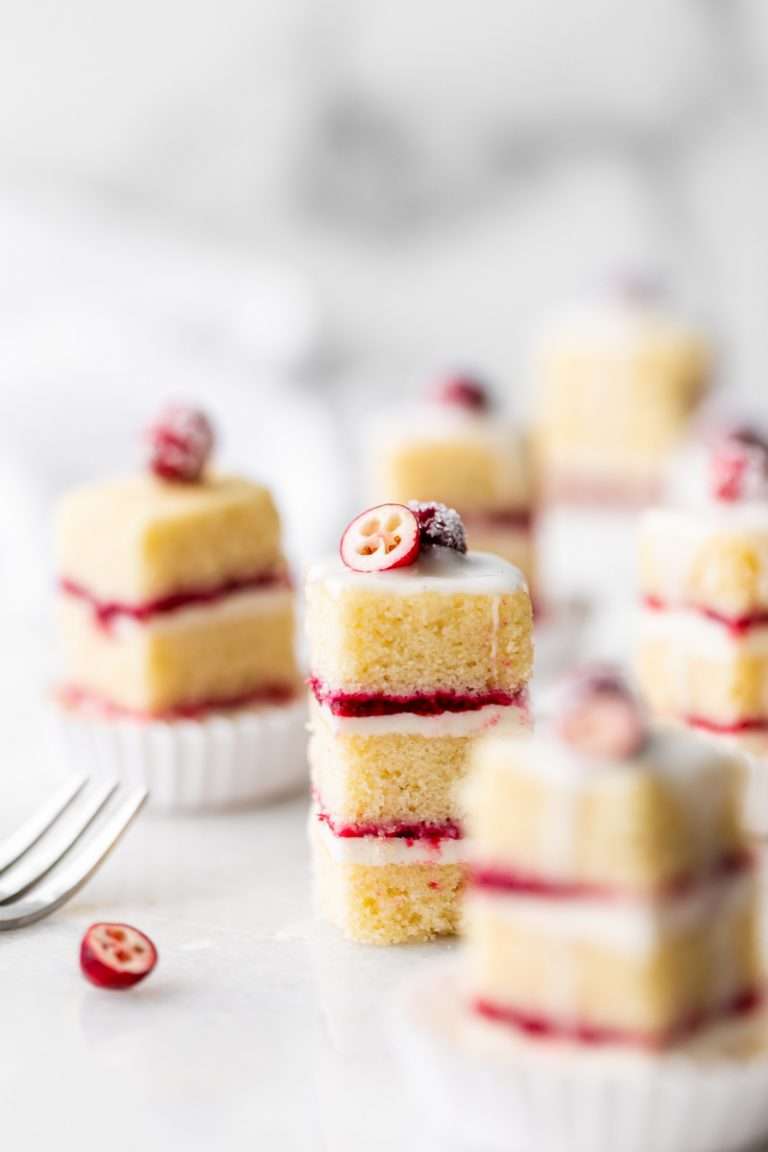 step by step recipe and instructions for cranberry vanilla bean petit fours. Dairy and gluten free