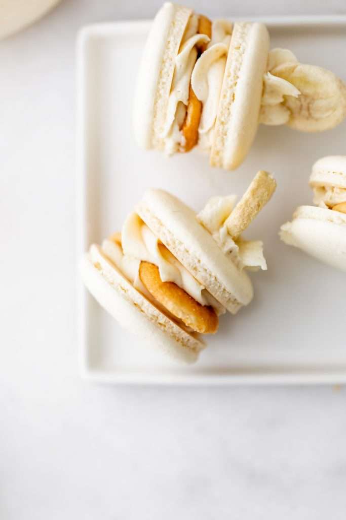 a new recipe for banana pudding French macarons, inspired by the classic southern dessert