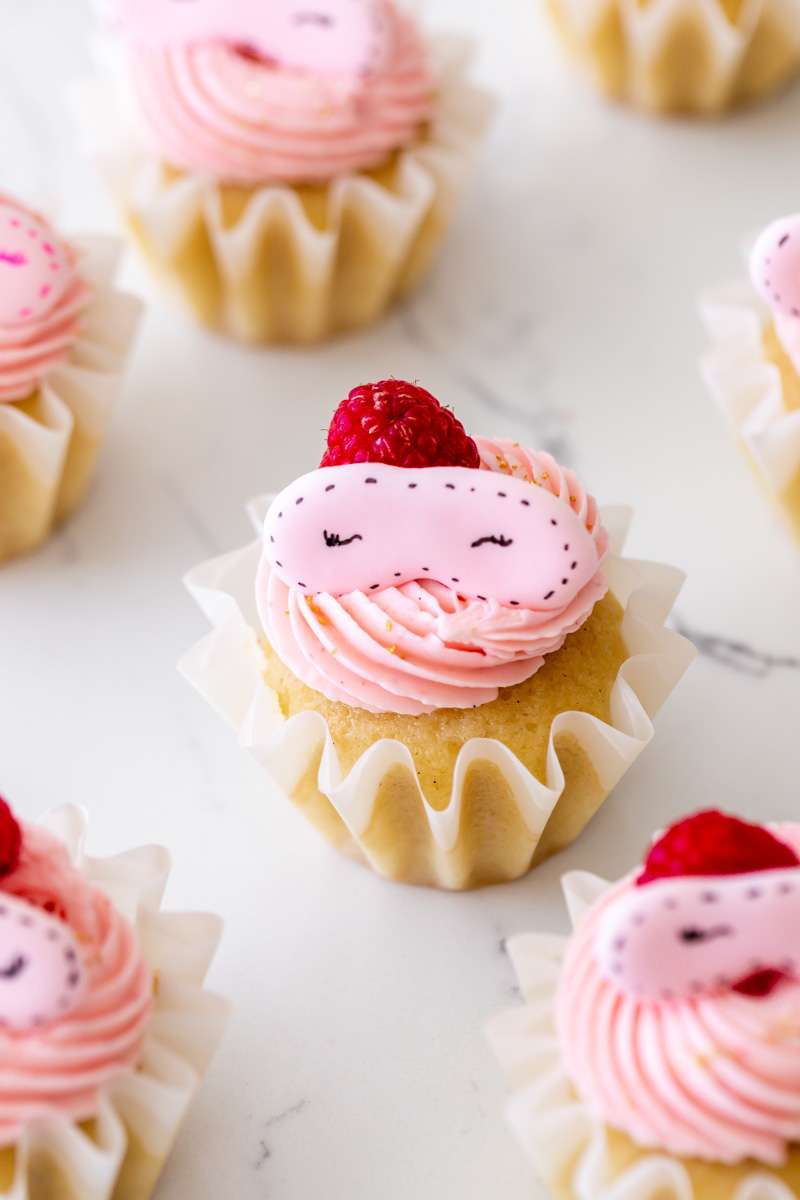 pink spa kids birthday party - raspberry cupcakes