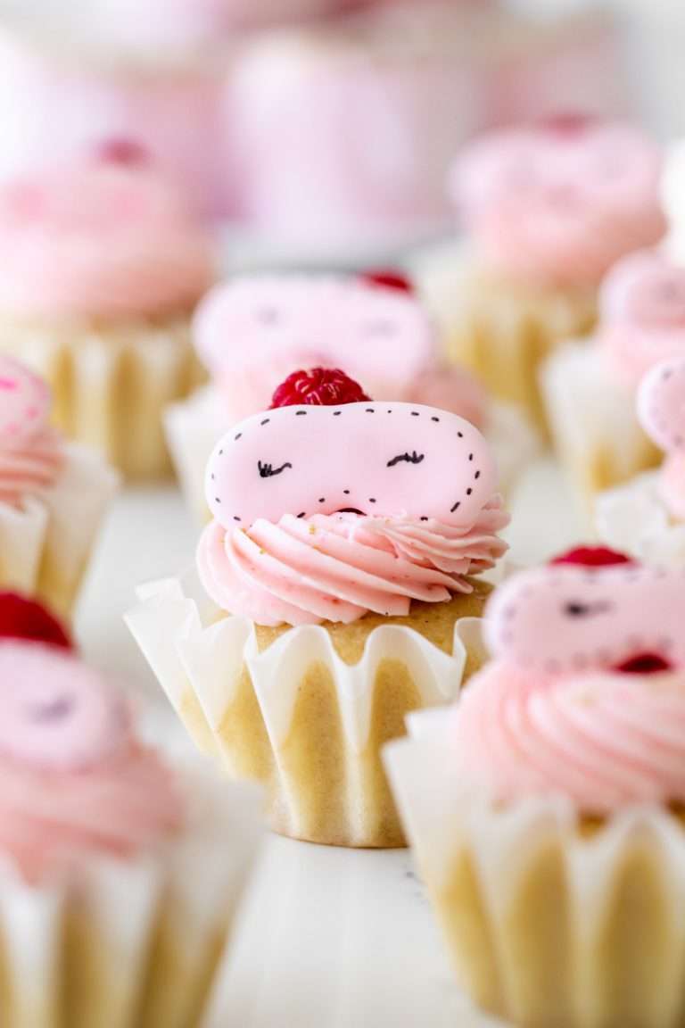 pink spa kids birthday party - raspberry cupcakes