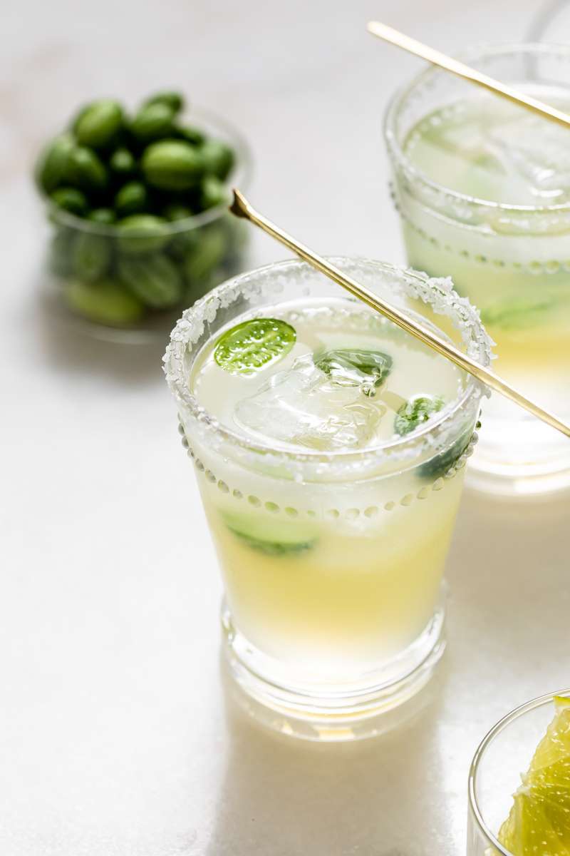cucamelon margaritas recipe - fresh lime, Mexican gherkins, simple syrup and tequila.