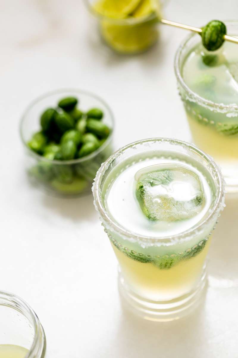 cucamelon margaritas recipe - fresh lime, Mexican gherkins, simple syrup and tequila.