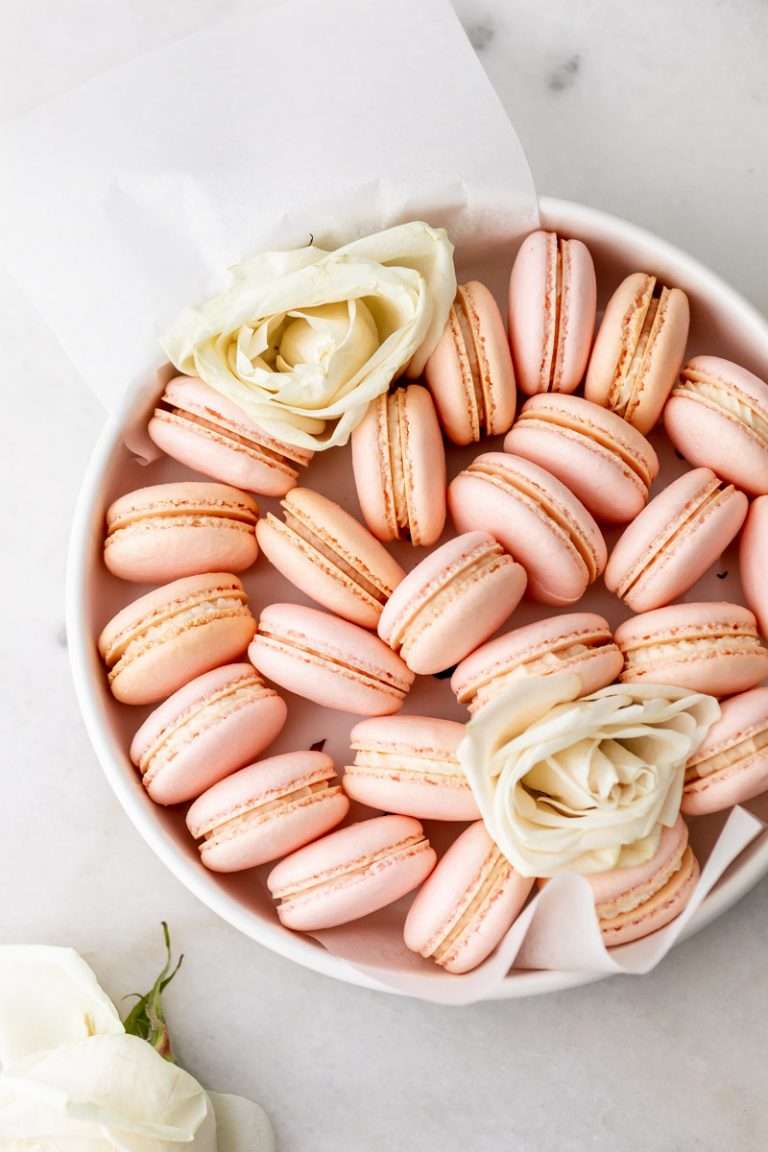 delicious, fruity and floral lychee and rose French macarons for the end of summer. Fun recipe and instructions included. Also dairy and gluten free!