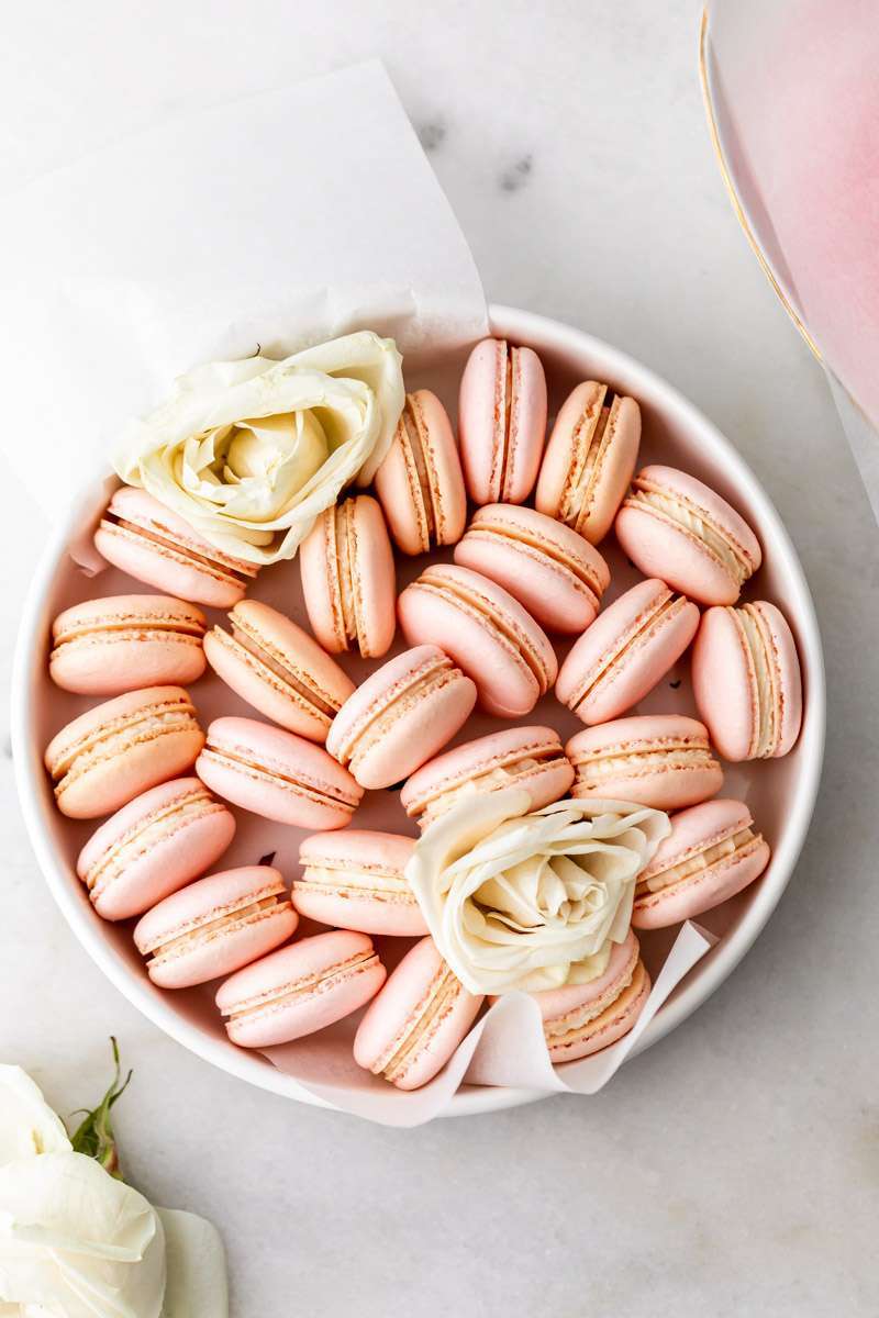 delicious, fruity and floral lychee and rose French macarons for the end of summer. Fun recipe and instructions included. Also dairy and gluten free!
